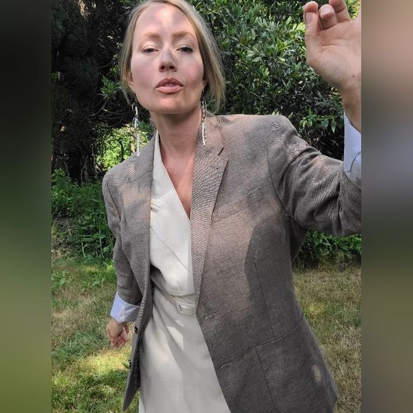 The Stanley RW&CO. Summer Blazer Dinner Suit Jacket Mens Taupe Tan Brown Sz L - Picture 1 of 16